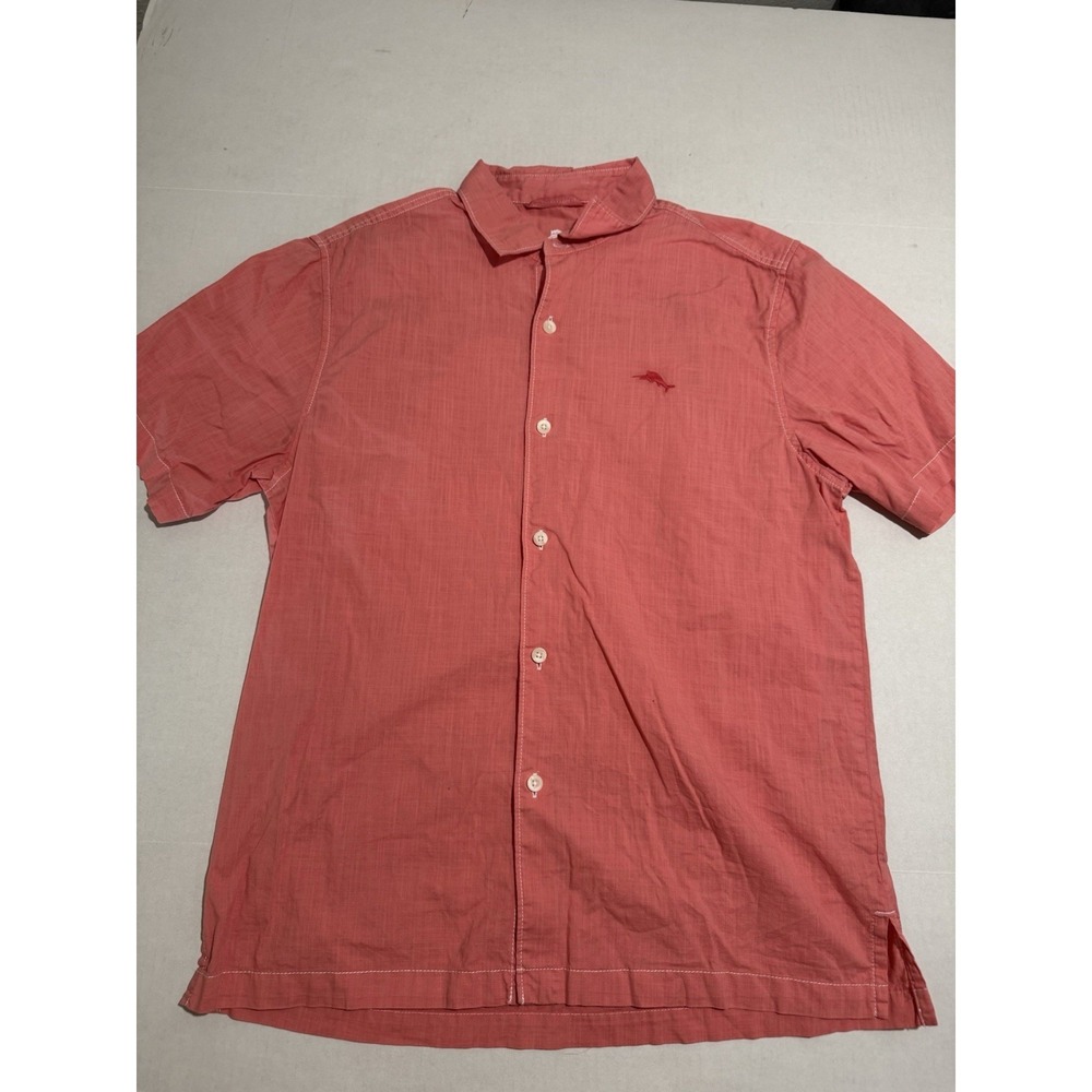 Tommy Bahama Men's Medium Pink SS 100% Cotton Button Up Dress Shirt